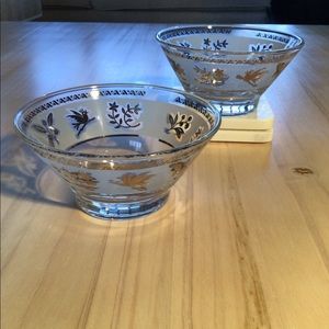 Vintage Silver Frosted Foliage Bowls Leaves Set of 2